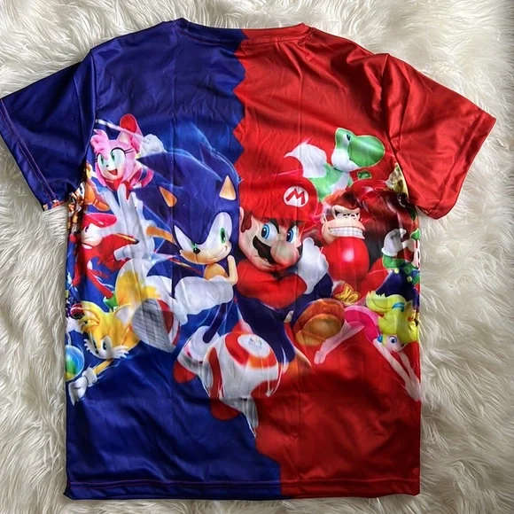 Classic Cartoon Mario- Sonic Sport 3D T-shirt New Harajuku Style Game Mario XL - Picture 3 of 4